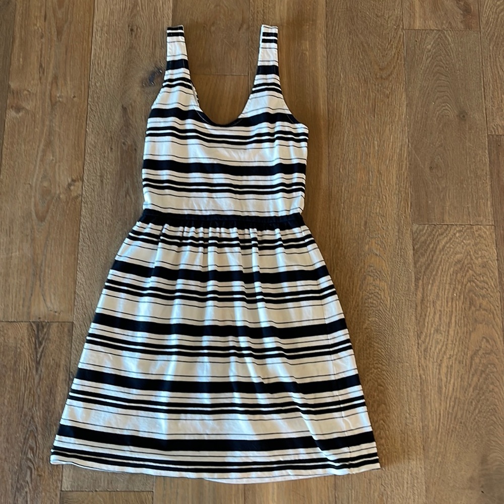 J. Crew Factory Button Back Stripe Dress